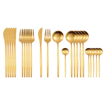 24Pcs Matte Gold Dinnerware Set