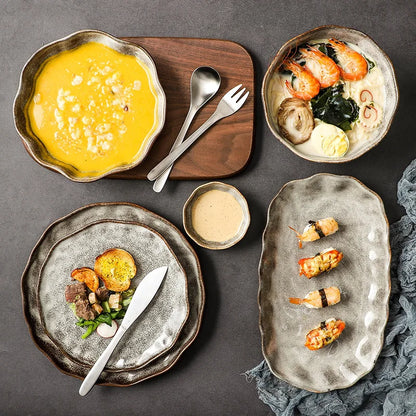 Irregular Stone Grain Ceramic Bowls