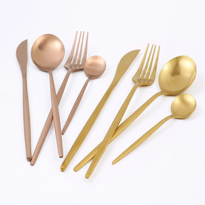 24Pcs Matte Gold Dinnerware Set