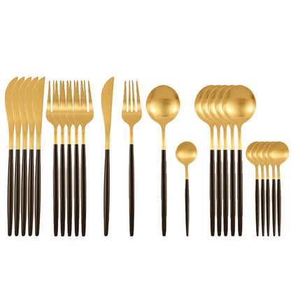 24Pcs Matte Gold Dinnerware Set