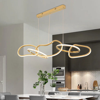 Postmodern Luxury Gold Led Ring Ceiling Chandelier For Bar Bedroom Hotel Stainless Steel Lustre Restaurant Lighting Pendant Lamp