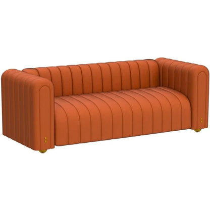 80 inch wide orange velvet sofa