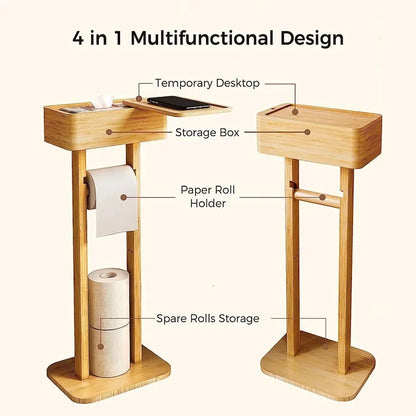 Bamboo wood toilet paper holder,