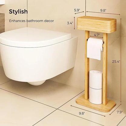 Bamboo wood toilet paper holder,