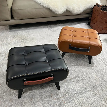 Nordic Luxury Leather Shoe Changing Stool