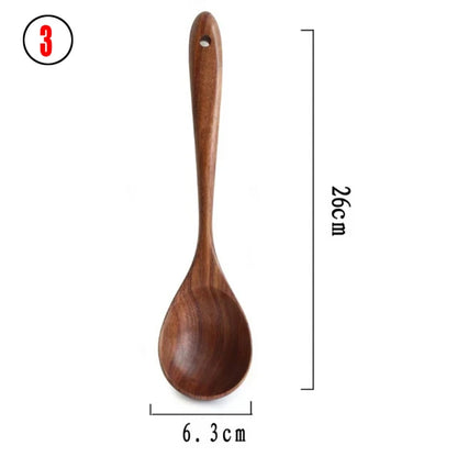 1-7pc teak natural wood tableware