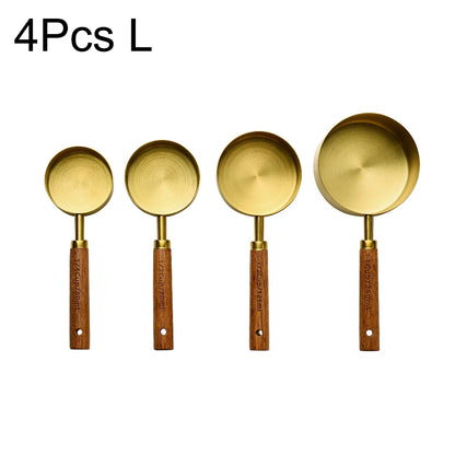 Gold Wooden Stainless Steel Measuring Cups