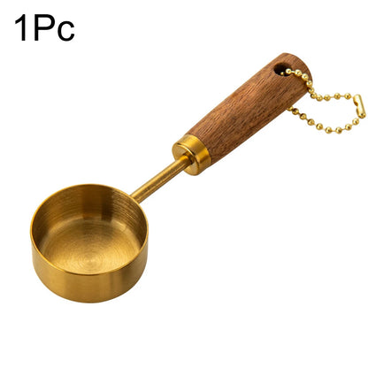 Gold Wooden Stainless Steel Measuring Cups