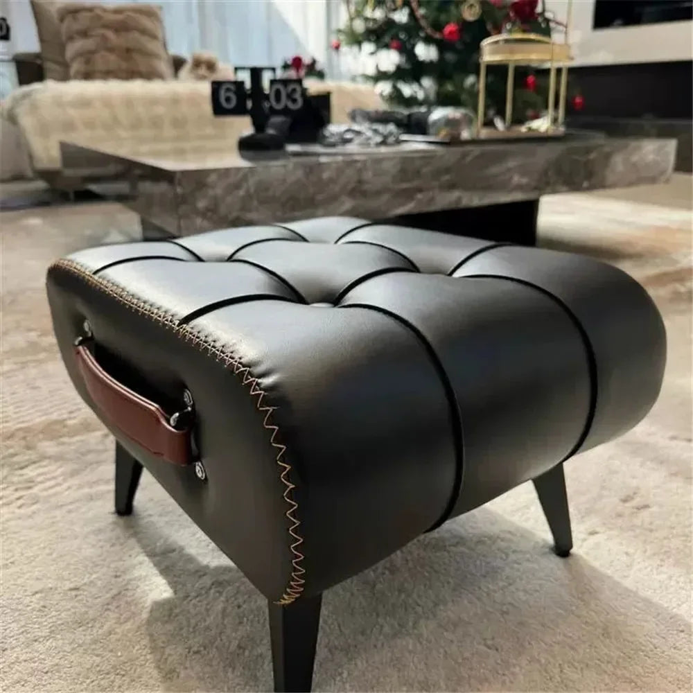 Nordic Luxury Leather Shoe Changing Stool