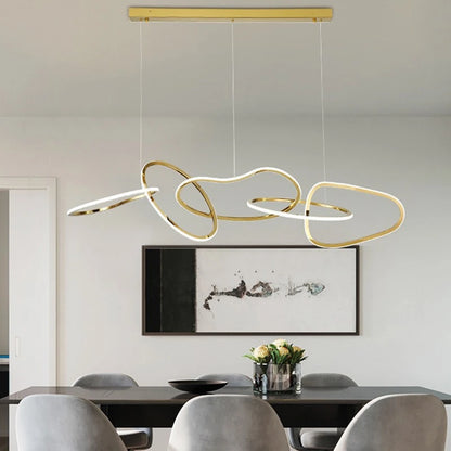 Postmodern Luxury Gold Led Ring Ceiling Chandelier For Bar Bedroom Hotel Stainless Steel Lustre Restaurant Lighting Pendant Lamp