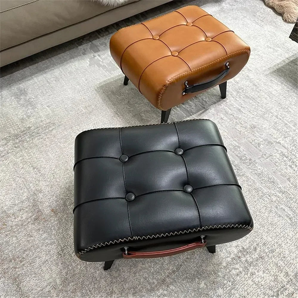 Nordic Luxury Leather Shoe Changing Stool