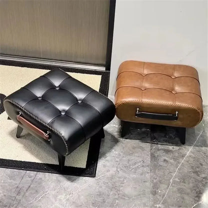 Nordic Luxury Leather Shoe Changing Stool