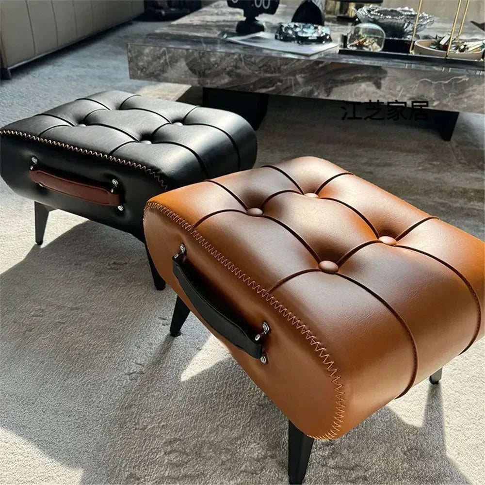 Nordic Luxury Leather Shoe Changing Stool